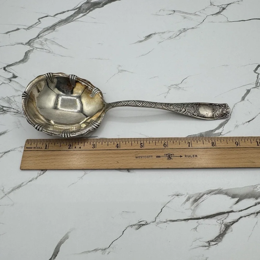 Antique Towle Silver Plate Eudora Ladle Berry Sugar Shell Spoon Serving Pat 1888